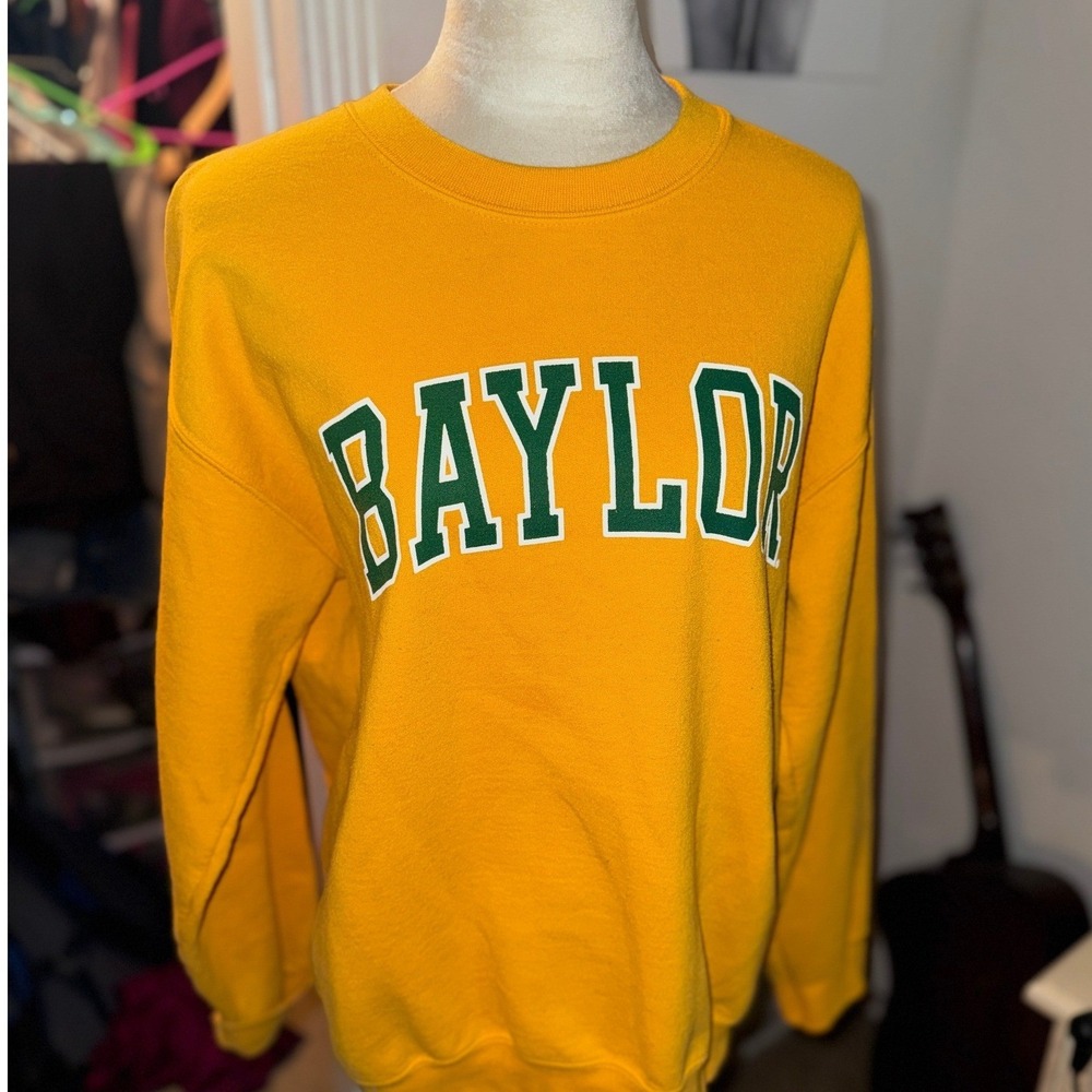 MV Sport Baylor University Bears Crewneck Sweatshirt Yellow Gold Mens Medium